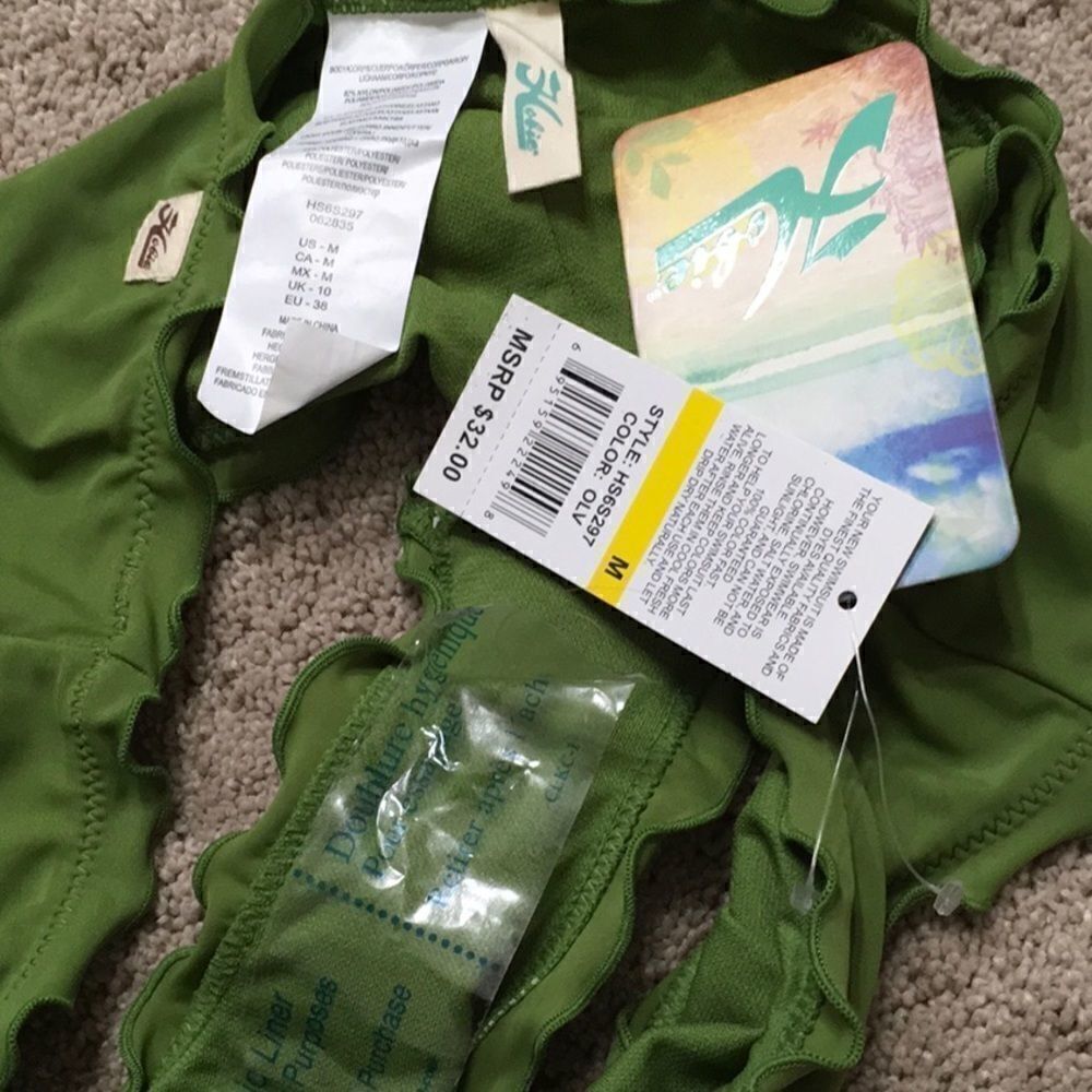Olive green scalloped edge bikini bottoms.… - Picture 5 of 6